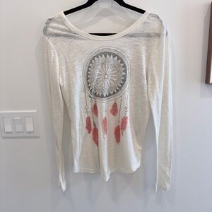 Roxy Cream and Pink Dreamcatcher Long Sleeve Top